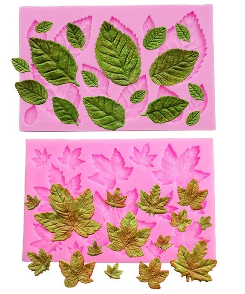 SUNKOOL Leaf Mold Silicone Leaves Fondant Molds,Tree Leaves Mold for Cake Decoration,Maple Leaves Candy Mold,Cupcake Topper,Polymer Clay,Crafting,Chocolate,Resin Mold - Image 1